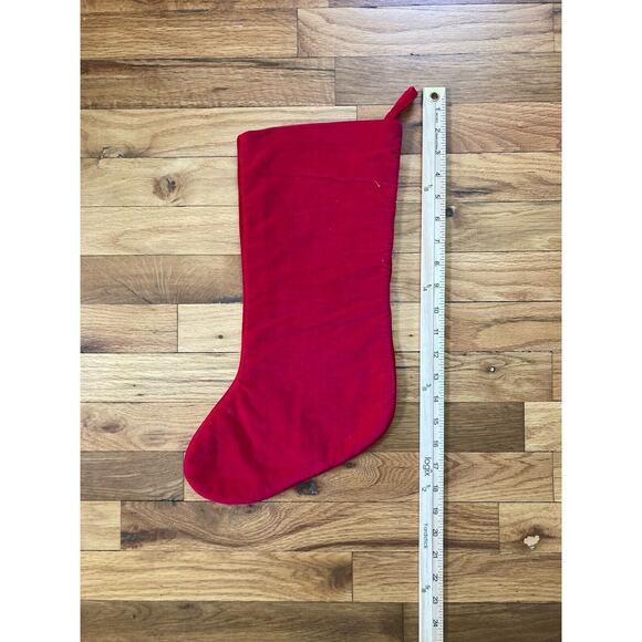 Vintage Needlepoint Angel Christmas Stocking Burgundy Holiday Stocking Cottage - Picture 4 of 5